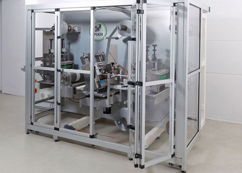 Dispositif de protection machine avec porte coulissante - RK Rose+Krieger GmbH - pour ligne de production / pour ligne robotisée / pour machines d'emballage
