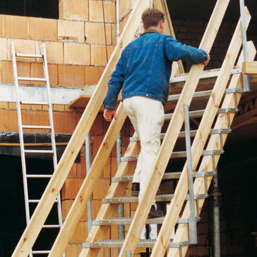 Escalier droit - Graepel - en acier galvanisé / de chantier