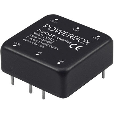 Module convertisseur DC/DC plage de tension d'entrée 2:1 - MAD29 series - Powerbox - SMD / industriel / à sortie simple
