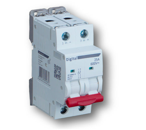 Interrupteur-sectionneur rotatif - 04312 - DIGITAL ELECTRIC - 2 pôles / DC / sur rail DIN