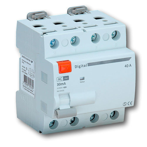 Dispositif différentiel à courant résiduel différentiel - 03464 - DIGITAL ELECTRIC - AC / 4 pôles