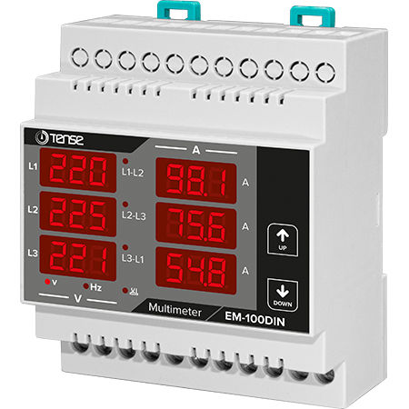Multimètre numérique - EM-100DIN - Tense Electronic - sur rail DIN / 300 V / 100 A
