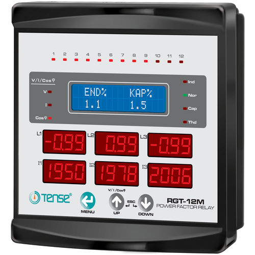 Régulateur de puissance réactive triphasé - RGT-12M - Tense Electronic - avec multimètre / 12 niveaux