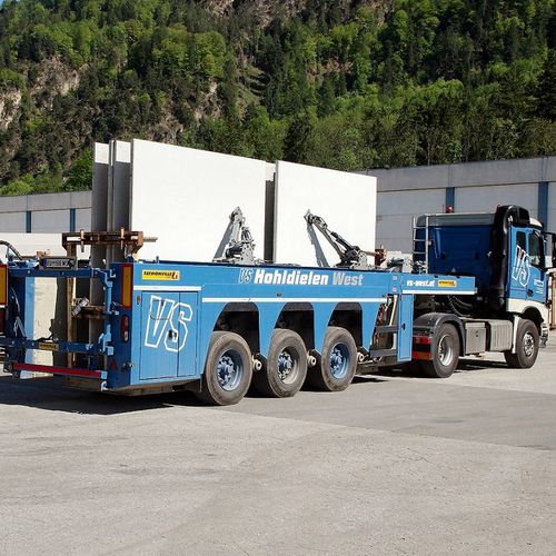 Semi-remorque à plateau - PrefaMAX - Faymonville Distribution S.A. - gooseneck / pour unité de béton préfabriqué / à 3 essieux