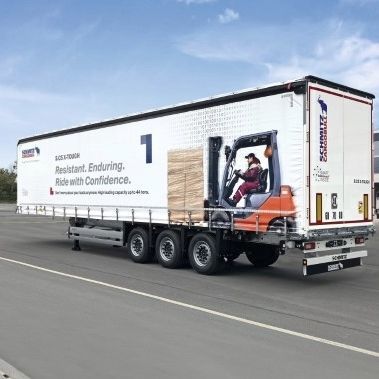 Semi-remorque porte-engin - S.CS X-TOUGH - Schmitz Cargobull - bachée / pour chariot élévateur / à 2 essieux