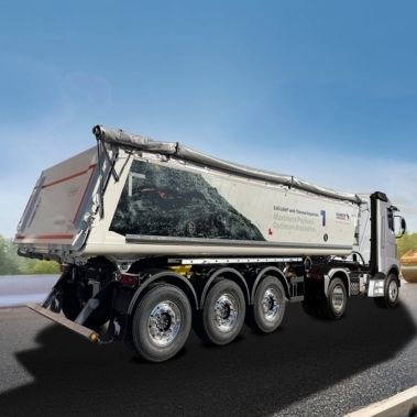 Semi-remorque bachée - Schmitz Cargobull - de chantier / à 2 essieux / fixe