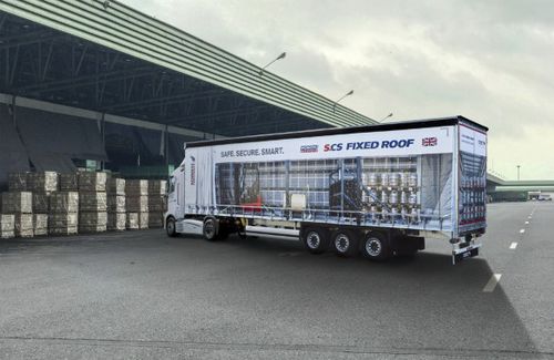 Semi-remorque porte-engin - S.CS FIXED ROOF - Schmitz Cargobull - pour chariot élévateur / à 2 essieux / fixe