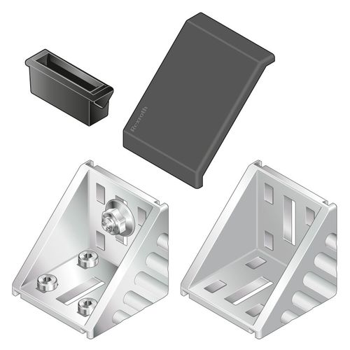 Kit De Connecteurs D'Angle Pour Profilés Aluminium 30x30mm - 12 Pièces Avec Vis Et Écrous