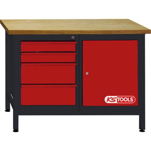 Établi en acier - 865.0006 - Kstools  - pour atelier / à 4 tiroirs / à porte