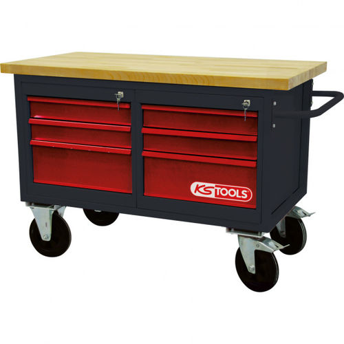 Établi en acier - 865.0011 - Kstools  - pour atelier / à 6 tiroirs / mobile
