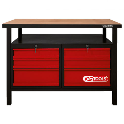Établi en acier - 865.0004 - Kstools  - pour atelier / à 6 tiroirs