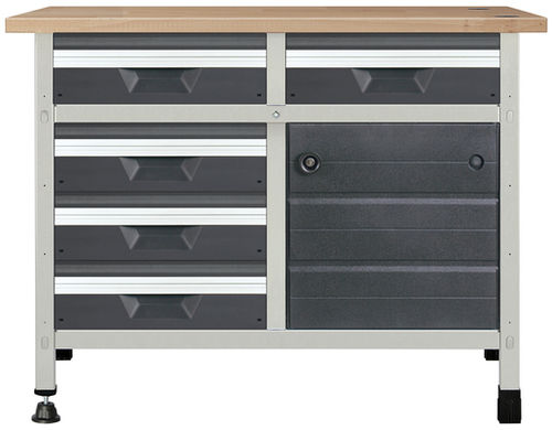 Établi en bois - 8071 - WOLCRAFT - à 5 tiroirs
