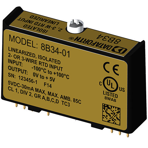 Module de traitement de signal pour RTD - 8B34-01 - Dataforth Corporation - 2 fils / 3 fils / linéarisé