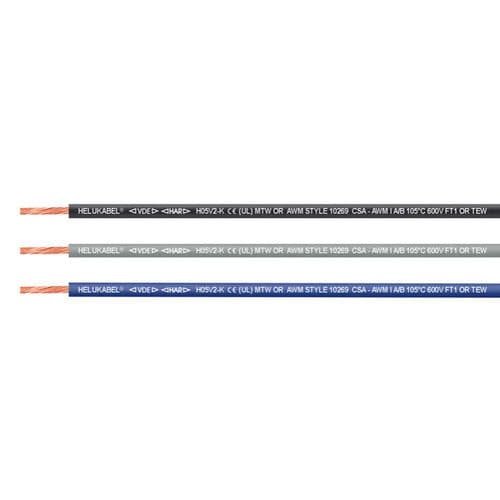 Câble électrique DIN - FIVENORM H05V2-K - HELUKABEL - à retardateur de flamme / multibrin / en cuivre
