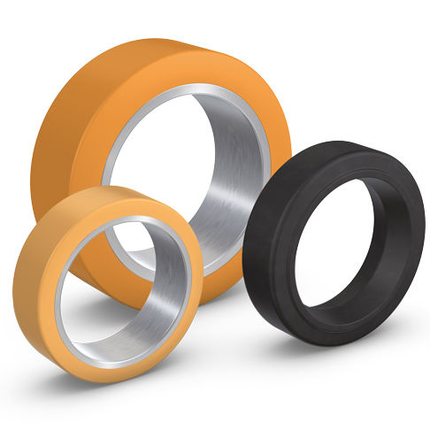 Pneu industriel - VULKOLLAN® - RÄDER-VOGEL RÄDER- UND ROLLENFABRIK GMBH & CO. KG - pour chariot élévateur / 11" / plein emmanché à la presse