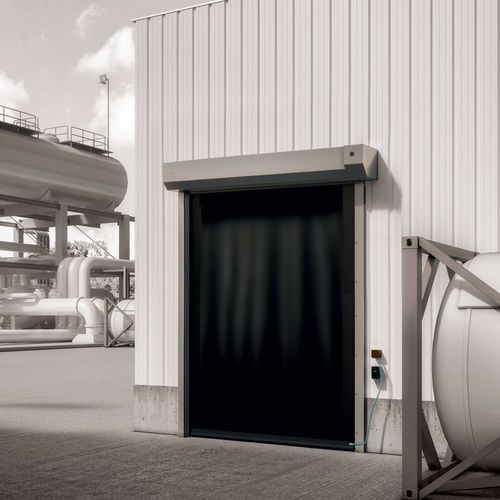 Porte à enroulement - S-555 - Entrematic Dynaco - en acier inoxydable / pour l'intérieur / de décharge d'explosion