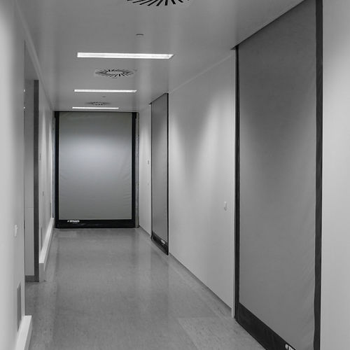 Porte à enroulement - D-313 - Entrematic Dynaco - en acier inoxydable / PVC / pour l'intérieur