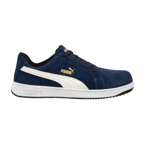 Chaussures de securite antiderapante ICONIC SUEDE NAVY LOW PUMA SAFETY SHOES antiperforation antichaleur pour la decharge electrostatique