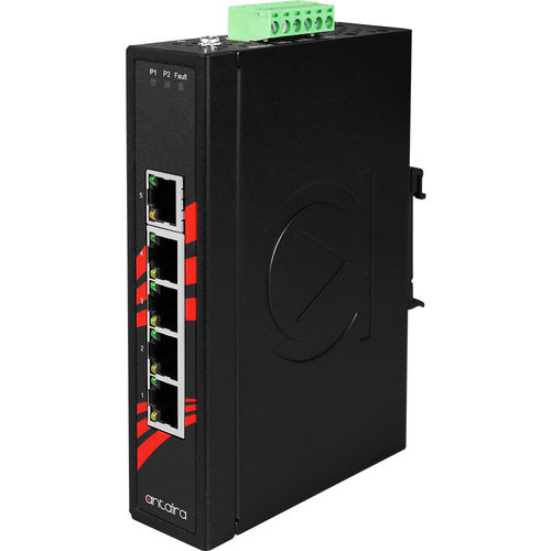 Commutateur Ethernet non administrable - LNX-500A - Antaira Technologies - 5 ports / sur rail DIN / montage mural