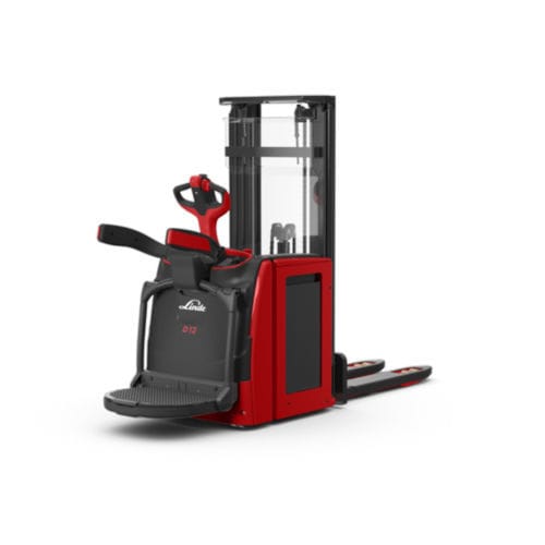 Gerbeur électrique - D1 AP series - Linde Material Handling - avec plate-forme pour conducteur / 24 V / pour transport de 2 palettes à la fois