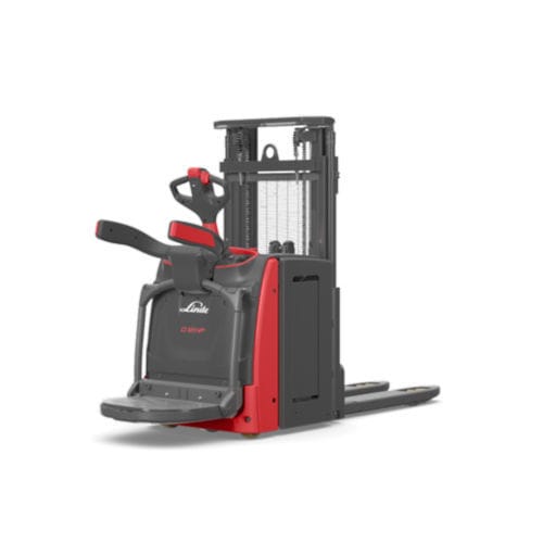 Gerbeur électrique - D12 HP AP - Linde Material Handling - avec plate-forme pour conducteur / 24 V / de transport