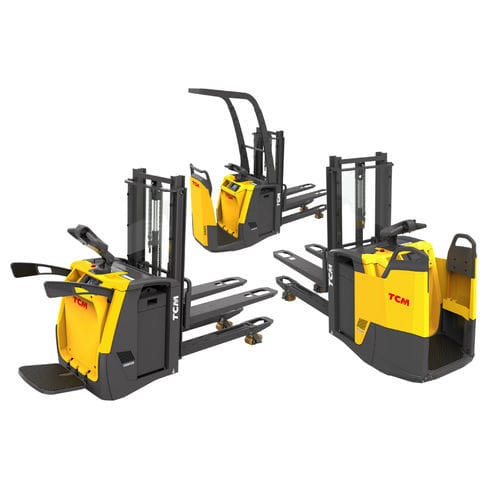 Gerbeur pour transport de 2 palettes à la fois - SRD series - TCM Forklifts - électrique / avec plate-forme pour conducteur / porté debout