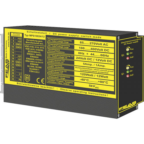 Alimentation électrique rack 19" - MPS10024/12-1 - FEAS GmbH - sur rail DIN / rackable / murale