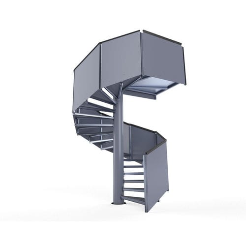 Escalier type cage - GM40TOLELISSE - L'Echelle Européenne - en aluminium / en acier / avec palier