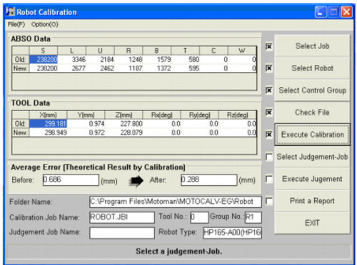 Logiciel de calibration - MotoCalV EG - MOTOMAN - de programmation de robots / de positionnement / de mécanique