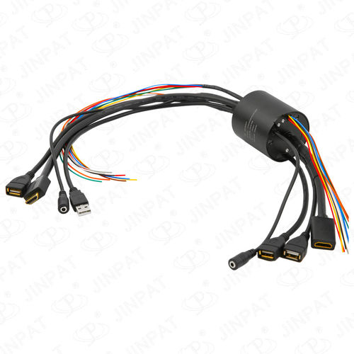 Collecteur tournant USB - LPT000-0204-0202-07S-HD01-02U2 - JINPAT Electronics Co., Ltd. - HDMI / avec passage au centre / en métal