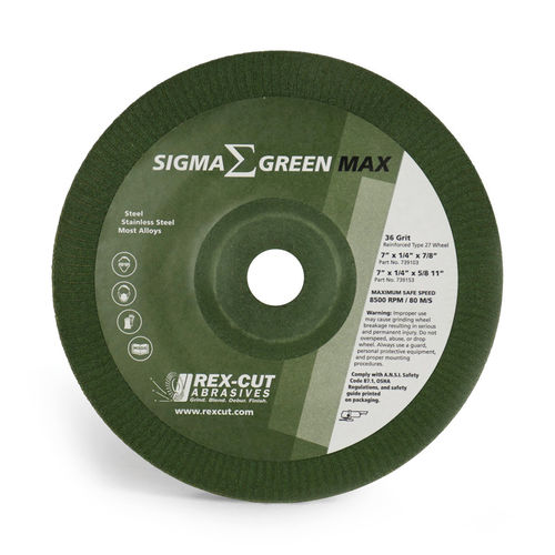 Meule de rectification - Sigma Green Max  - Rex-Cut Abrasives - plate / à l'oxyde d'aluminium / à moyeu déporté