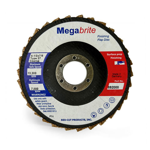 Disque à lamelle de finition - Megabrite Type 27 - Rex-Cut Abrasives - pour acier inoxydable / en oxyde d'aluminium