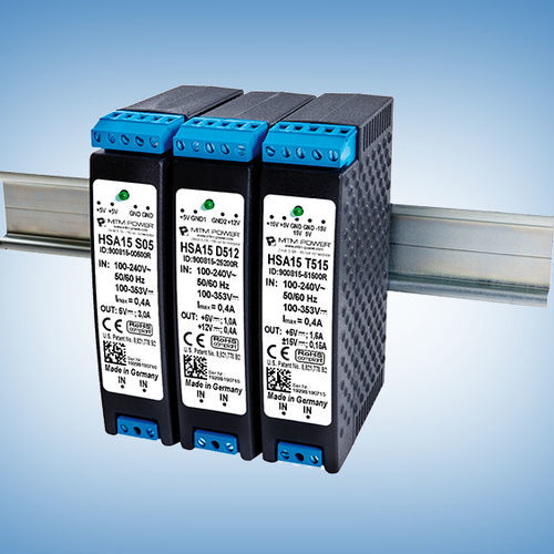 Alimentation électrique sur rail DIN - HSA15 T512 - MTM Power Messtechnik Mellenbach GmbH - AC/DC / à triple sortie / pour applications industrielles