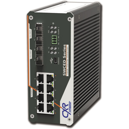 Commutateur Ethernet administrable - SWCED-2112 - CXR Networks - 12 ports / 10/100BaseT(X) / 4 ports à fibre optique