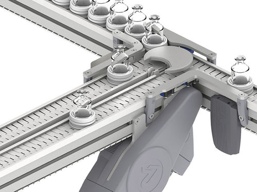 Convoyeur pour convoyage par godet - X45 - FlexLink - à chaînes / à chaîne à tablettes / horizontal