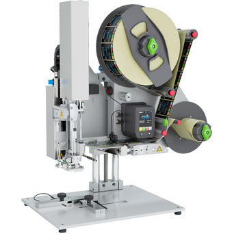 Applicateur d'étiquettes automatique - ROXI with HERMES - cab Produkttechnik GmbH & Co KG - par manchon thermo-rétractable / compact / horizontal