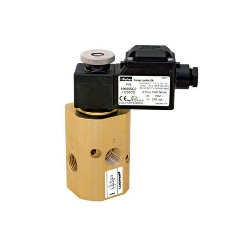 Électrovanne à commande assistée - Parker Fluid Control Division - Europe - 3 voies / NF / pour gaz