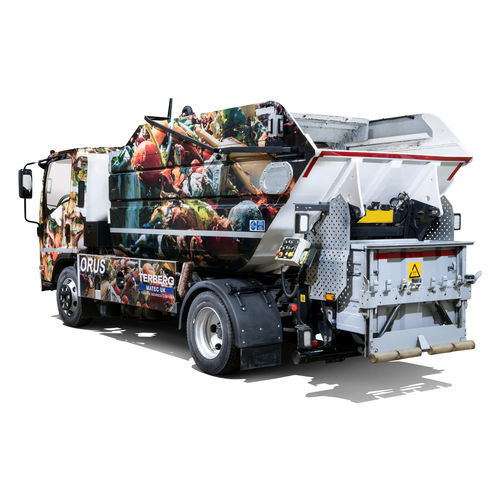 Benne à ordures ménagères chargement latéral - ORUS - Dennis Eagle - hybride / électrique / avec benne basculante
