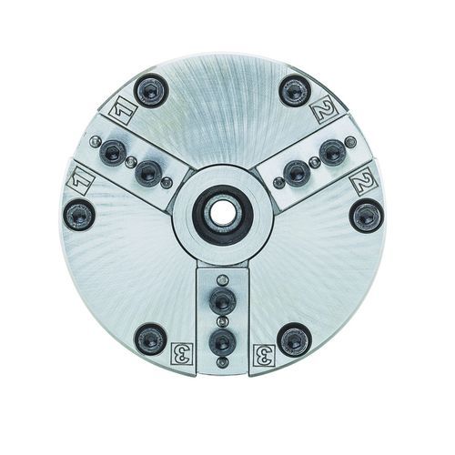 Mandrin automatique - PKF - RÖHM GmbH - 3 mors / de haute précision / avec passage au centre