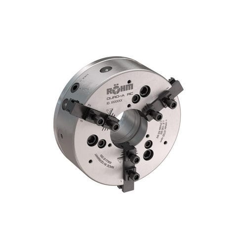 Mandrin automatique - DURO-A RC - RÖHM GmbH - 3 mors / pour usinage / avec passage au centre