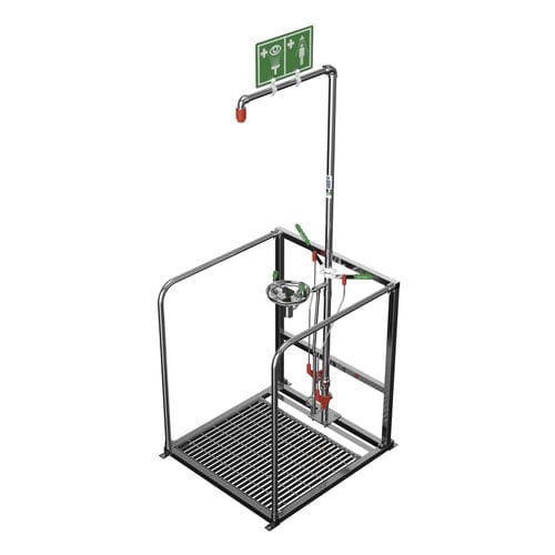 Douche de sécurité sur pied - EXP-SD-63G - Hughes Safety Showers - montée sur plateforme / avec douche oculaire/faciale / non chauffée