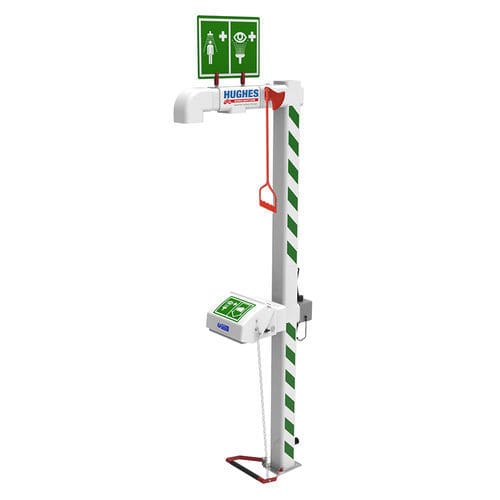 Douche de sécurité sur pied - EXP-AH-5G/45G - Hughes Safety Showers - d'extérieur / pour environnement dangereux / avec douche oculaire/faciale