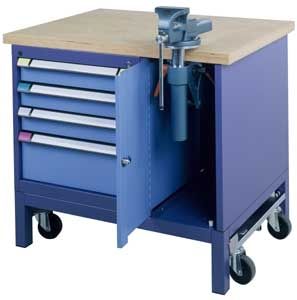Établi en bois - THURMETALL - mobile / à 4 tiroirs
