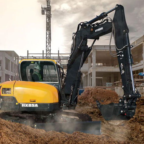 Mini pelle - HX85A - Stage V - HYUNDAI HEAYY INDUSTRIES - sur chenilles / diesel / pour chantier de construction