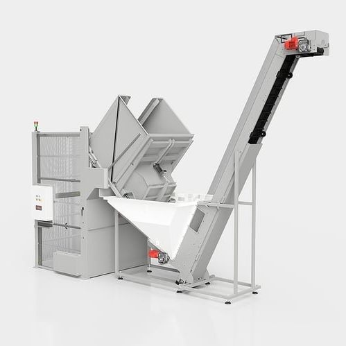 Appareil de levage hydraulique - CAMEC srl - à trémie / en acier inoxydable / de bandes transporteuses