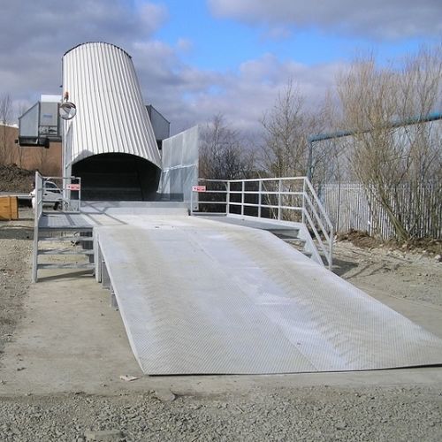 Station de transfert des déchets fixe - EMS Machinery - à double décharge / pour bande transporteuse