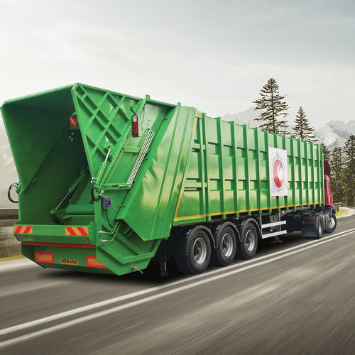 Semi-remorque de chargement arrière - EMS Machinery - à suspension pneumatique / de déchets / à 2 essieux