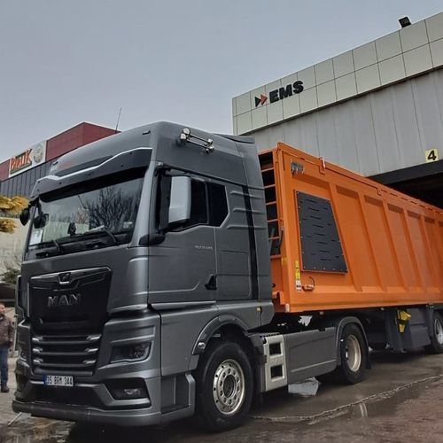 Semi-remorque avec compacteur de déchets - EMS Machinery - porte-engin / à suspension pneumatique / de déchets