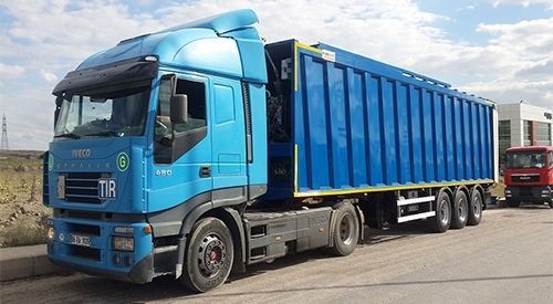 Semi-remorque à plancher mobile - EMS Machinery - de déchets / à 4 essieux