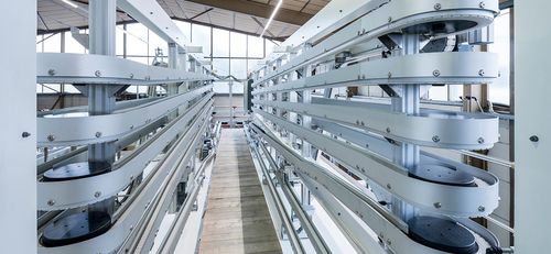 Convoyeur à chaînes - Alpine - modular automation GmbH - en spirale / à accumulation / de stockage
